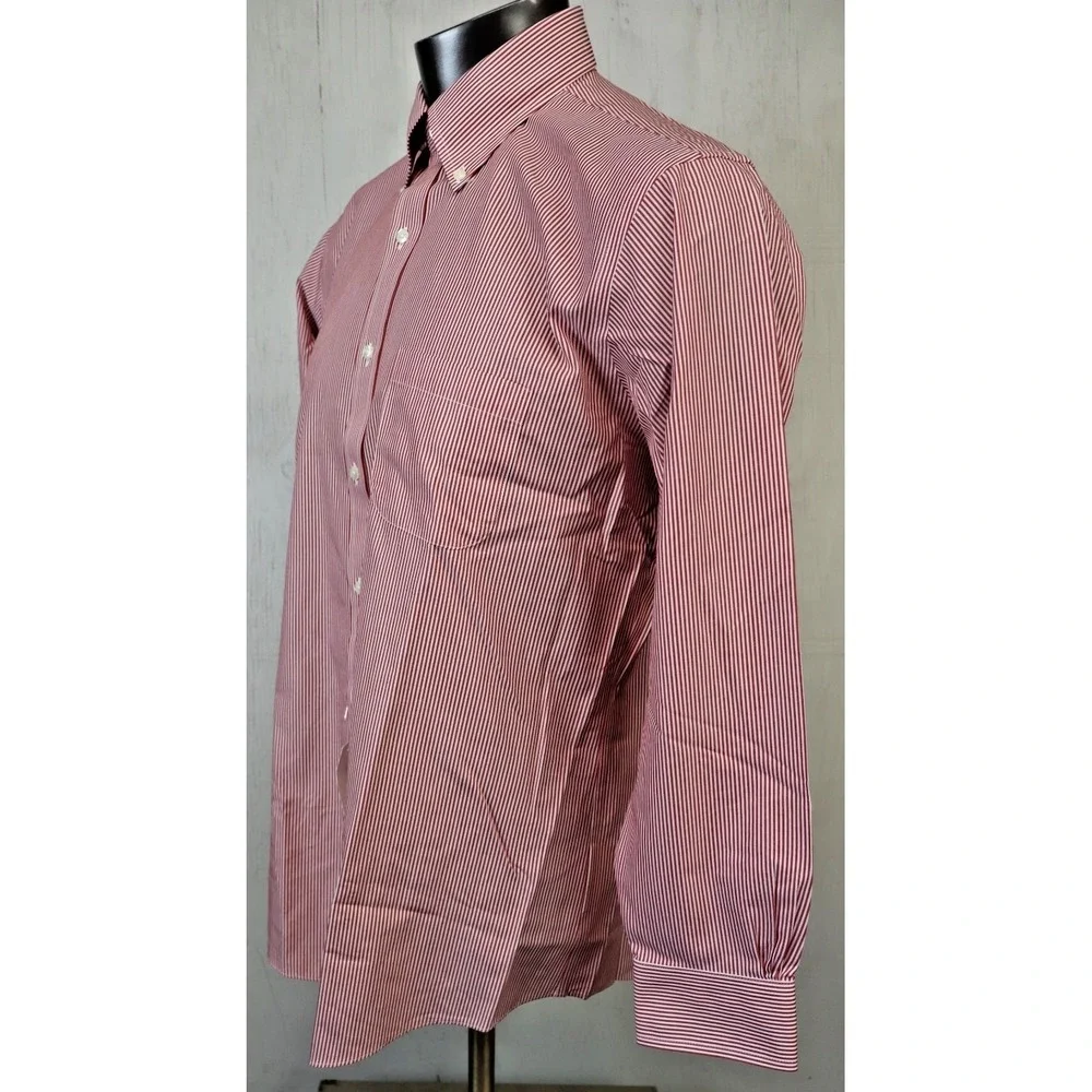 Mens Brooks‎ Brothers Dress Shirt Red White Striped Size 16-2/3 1818 Regent New